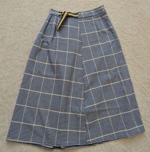 Plaid A-Line Skirt with Belt